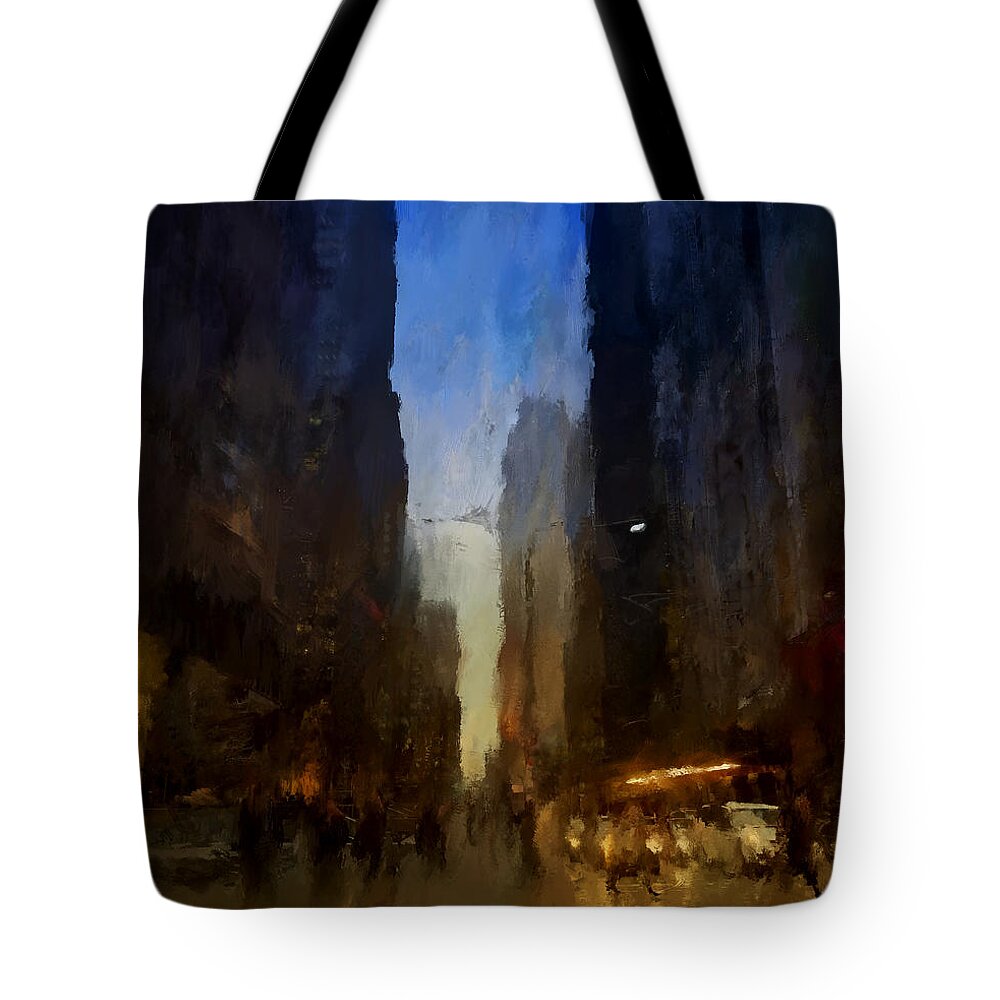 Downtowntoronto Tote Bag featuring the digital art Downtown Toronto York St by Nicky Jameson