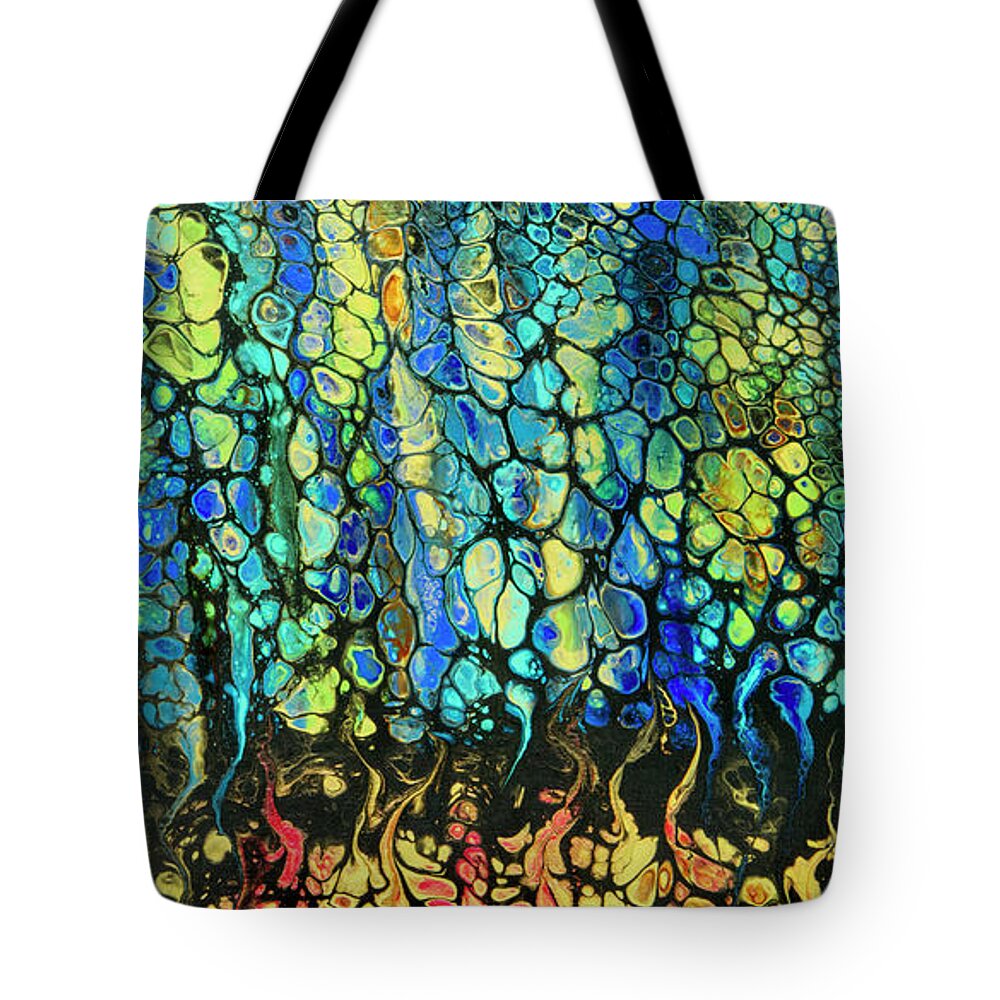 Abstract Tote Bag featuring the painting Dragon Pebbles by Lucy Arnold