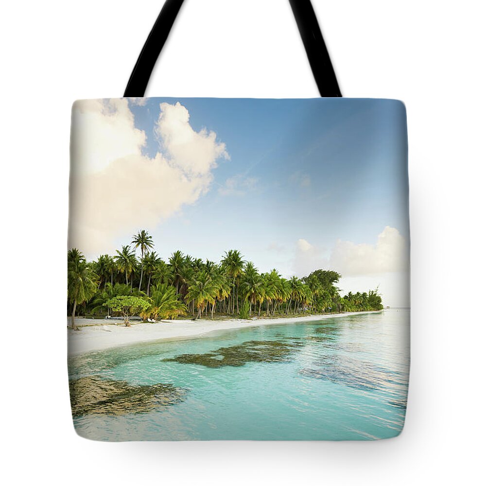 Scenics Tote Bag featuring the photograph Dream Beach White Sand And Palm Trees by Mlenny