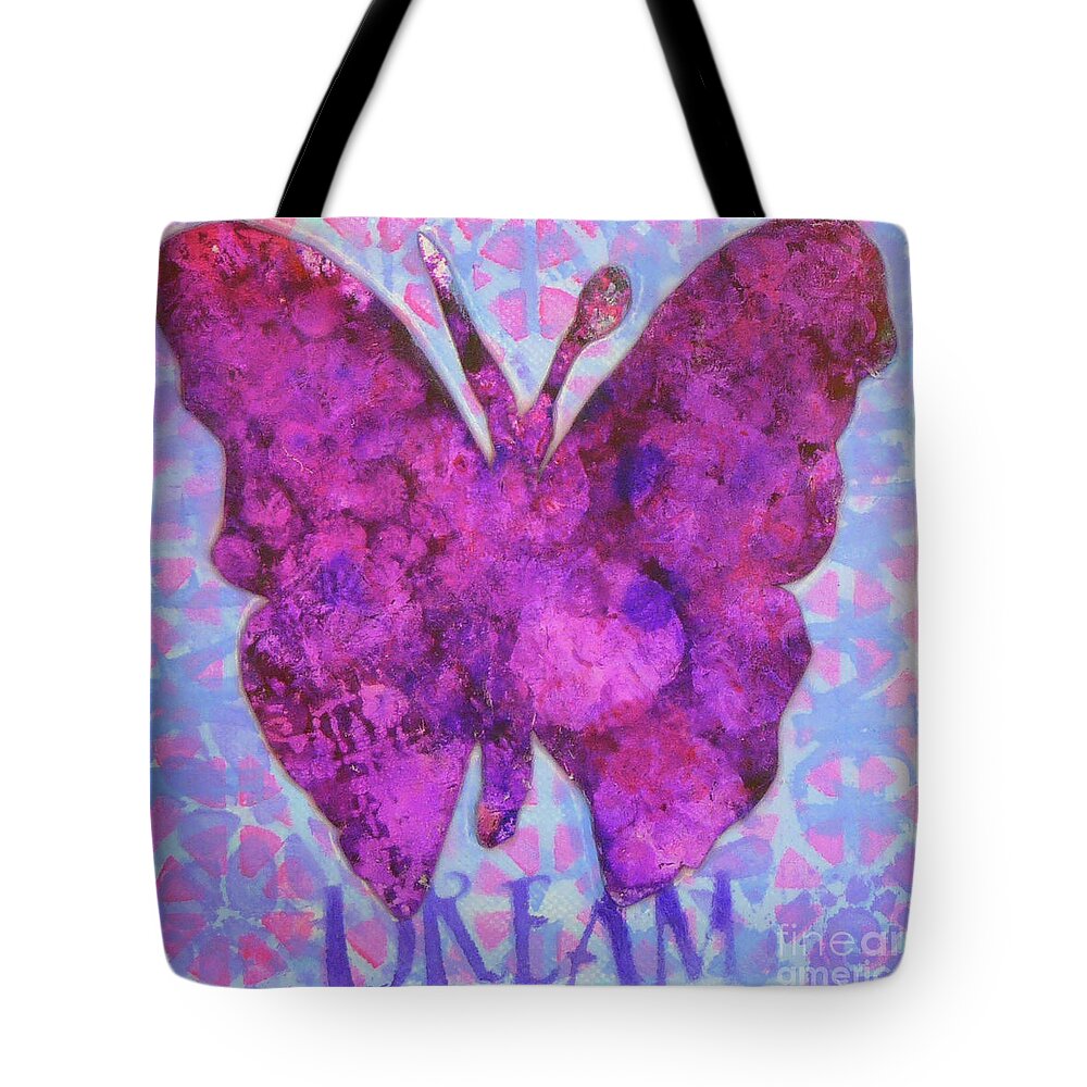 Butterfly Tote Bag featuring the mixed media Dream Butterfly by Lisa Crisman