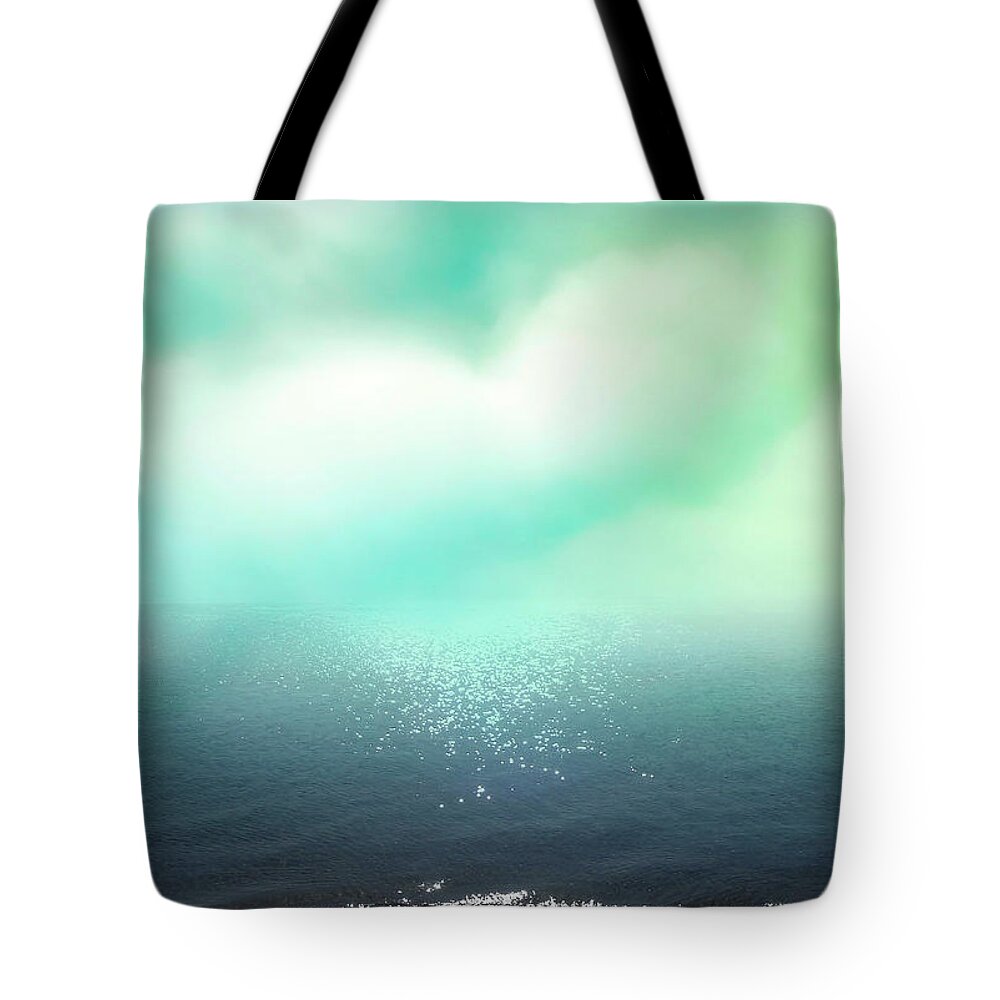 Dream Tote Bag featuring the mixed media Dreamy Morning By The Seashore by Johanna Hurmerinta