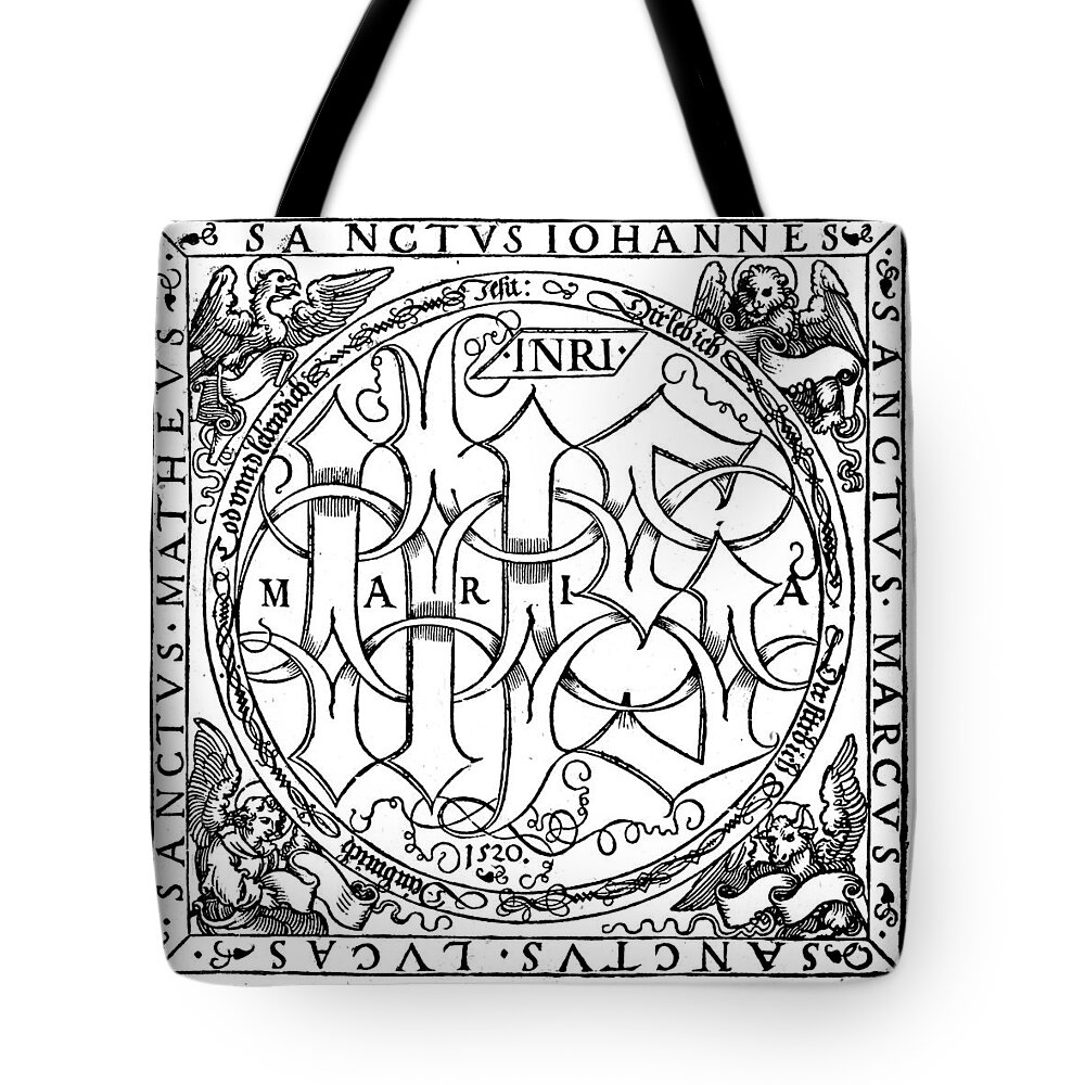 B1019 Tote Bag featuring the painting Monogram, 1520 by Albrecht Durer