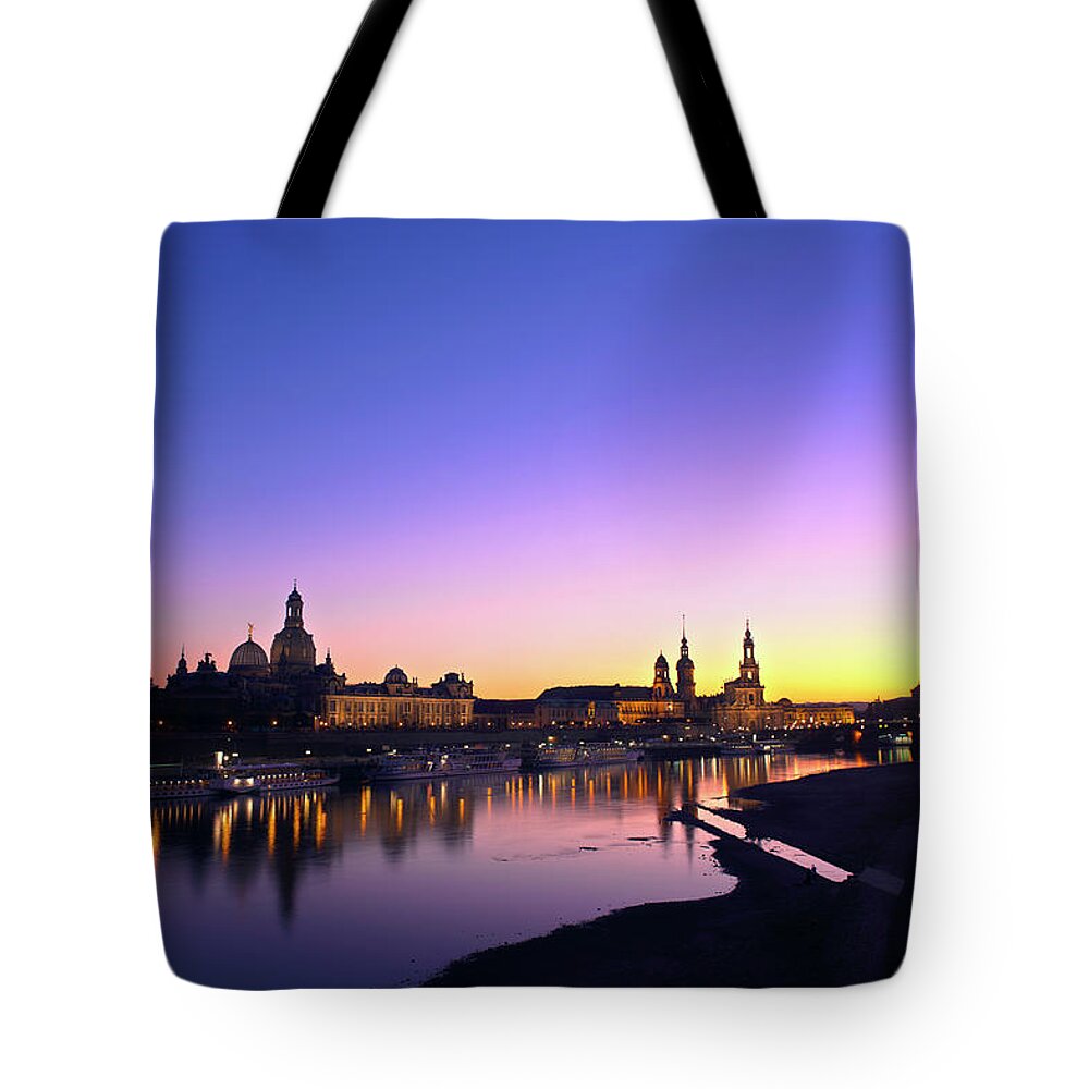 Tranquility Tote Bag featuring the photograph Dresden Skyline At Dusk by Lothar Schulz