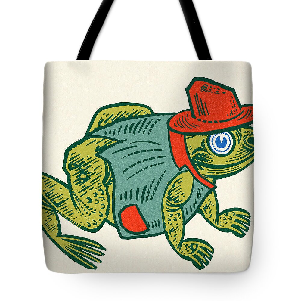 Accessories Tote Bag featuring the drawing Dressed Up Frog by CSA Images