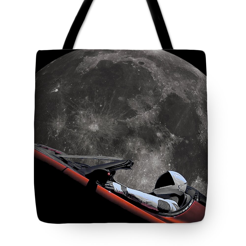 Dont Panic Tote Bag featuring the photograph Driving Around The Moon by Filip Schpindel
