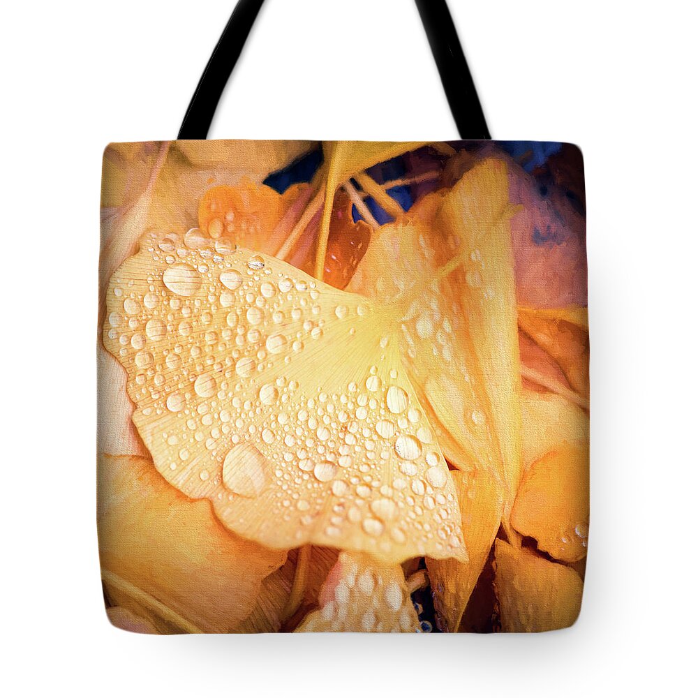 Ginkgo Tote Bag featuring the photograph Drops of Life by Philippe Sainte-Laudy