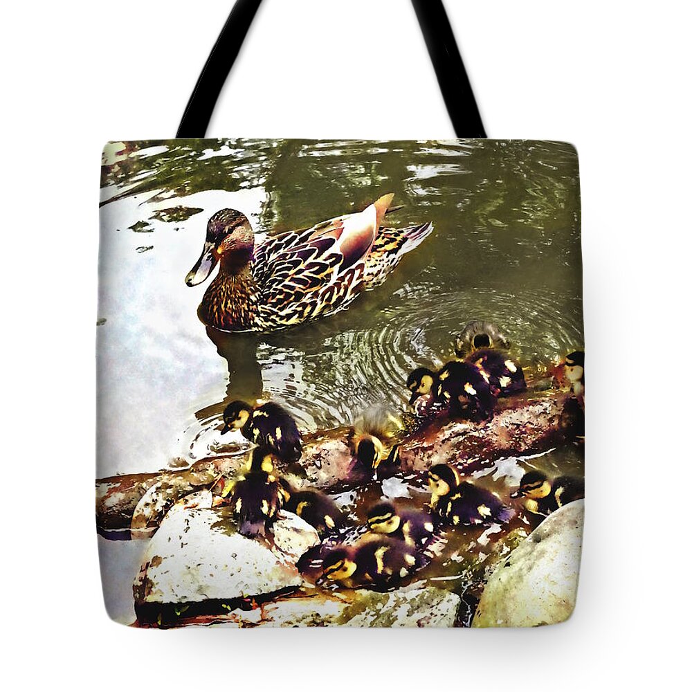 Duck Tote Bag featuring the photograph Duck Family by Susan Savad