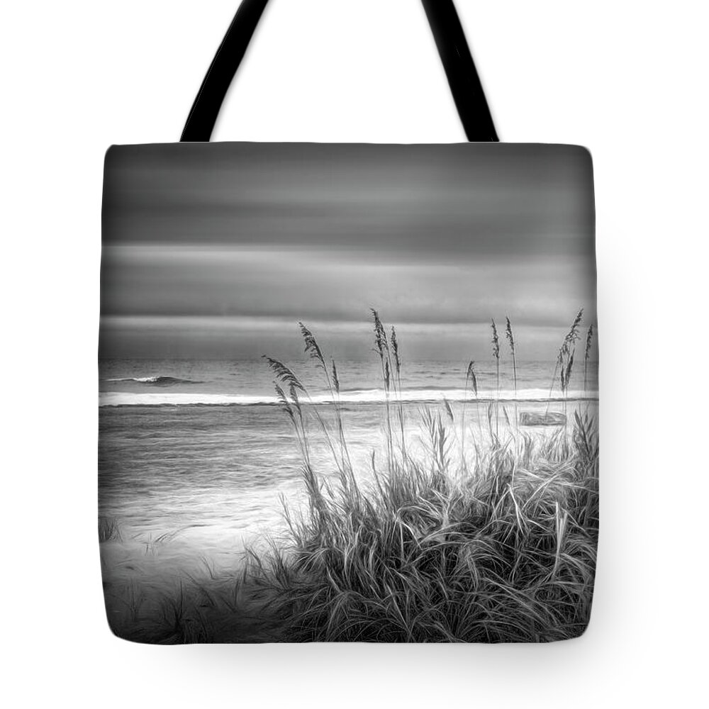 Clouds Tote Bag featuring the photograph Dune Dreams in Black and White by Debra and Dave Vanderlaan