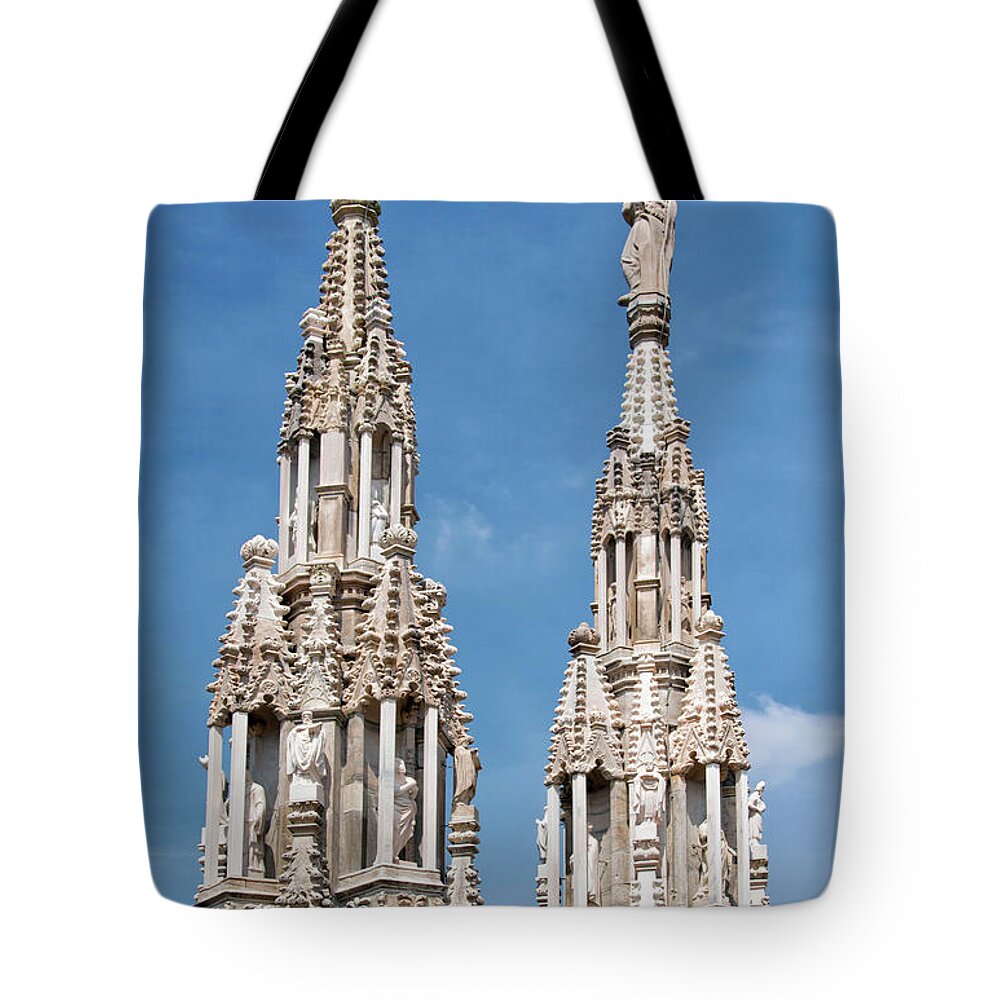 Gothic Style Tote Bag featuring the photograph Duomos Towers | Milano, Italy by Stefan Cioata