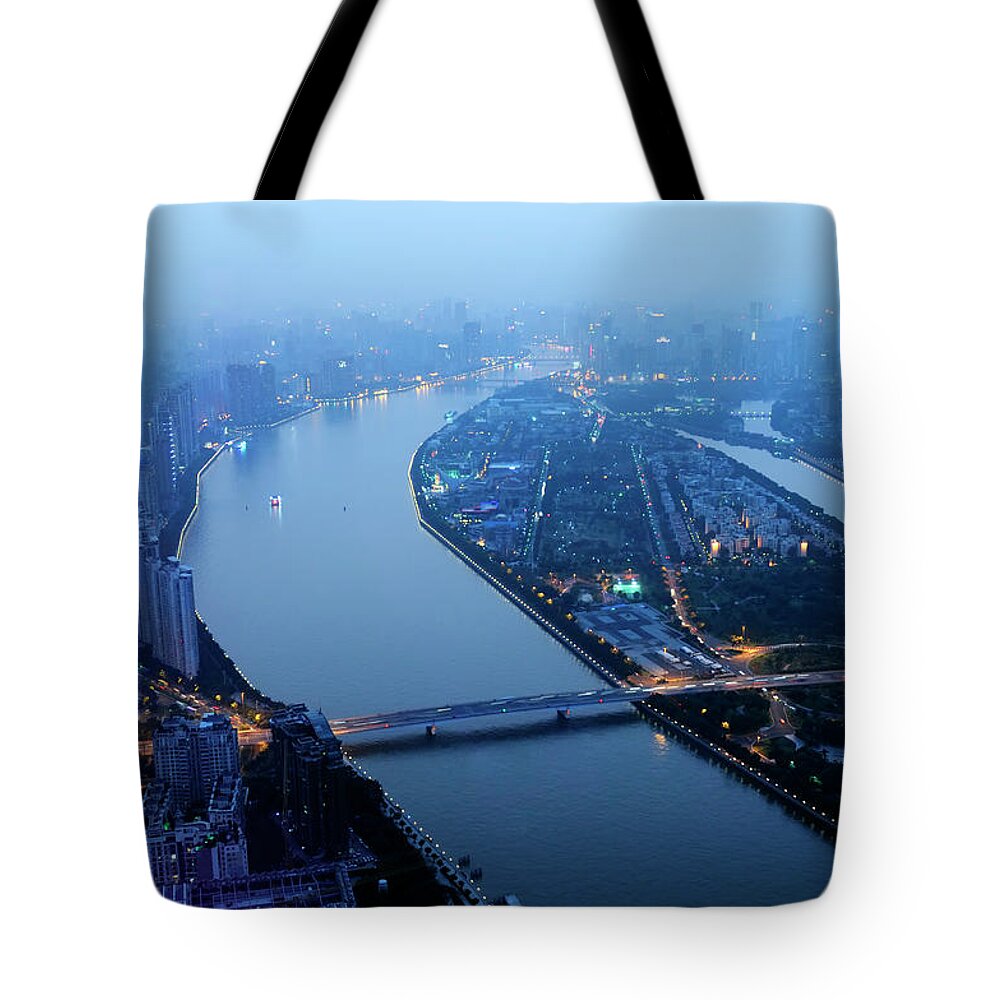 Chinese Culture Tote Bag featuring the photograph Dusk At Guangzhou by Fmajor