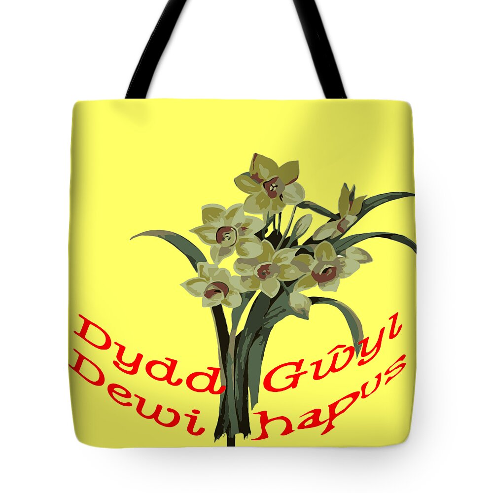 Daffodil Tote Bag featuring the digital art Dydd Gwyl Dewi Hapus by Taiche Acrylic Art