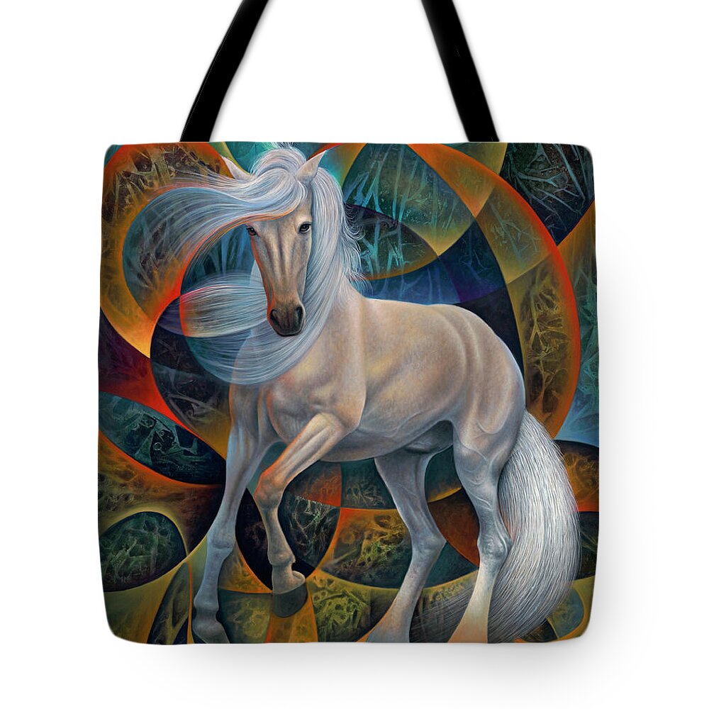 Horse Tote Bag featuring the painting Dynamic Stallion by Ricardo Chavez-Mendez