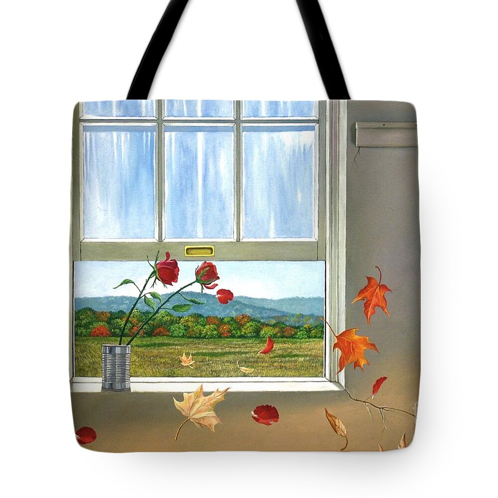 Rose Tote Bag featuring the painting Early Autumn Breeze by Christopher Shellhammer