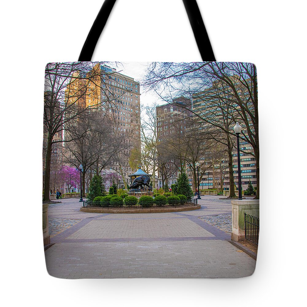 Early Tote Bag featuring the photograph Early Spring Morning - Rittenhouse Square - Philadelphia by Bill Cannon