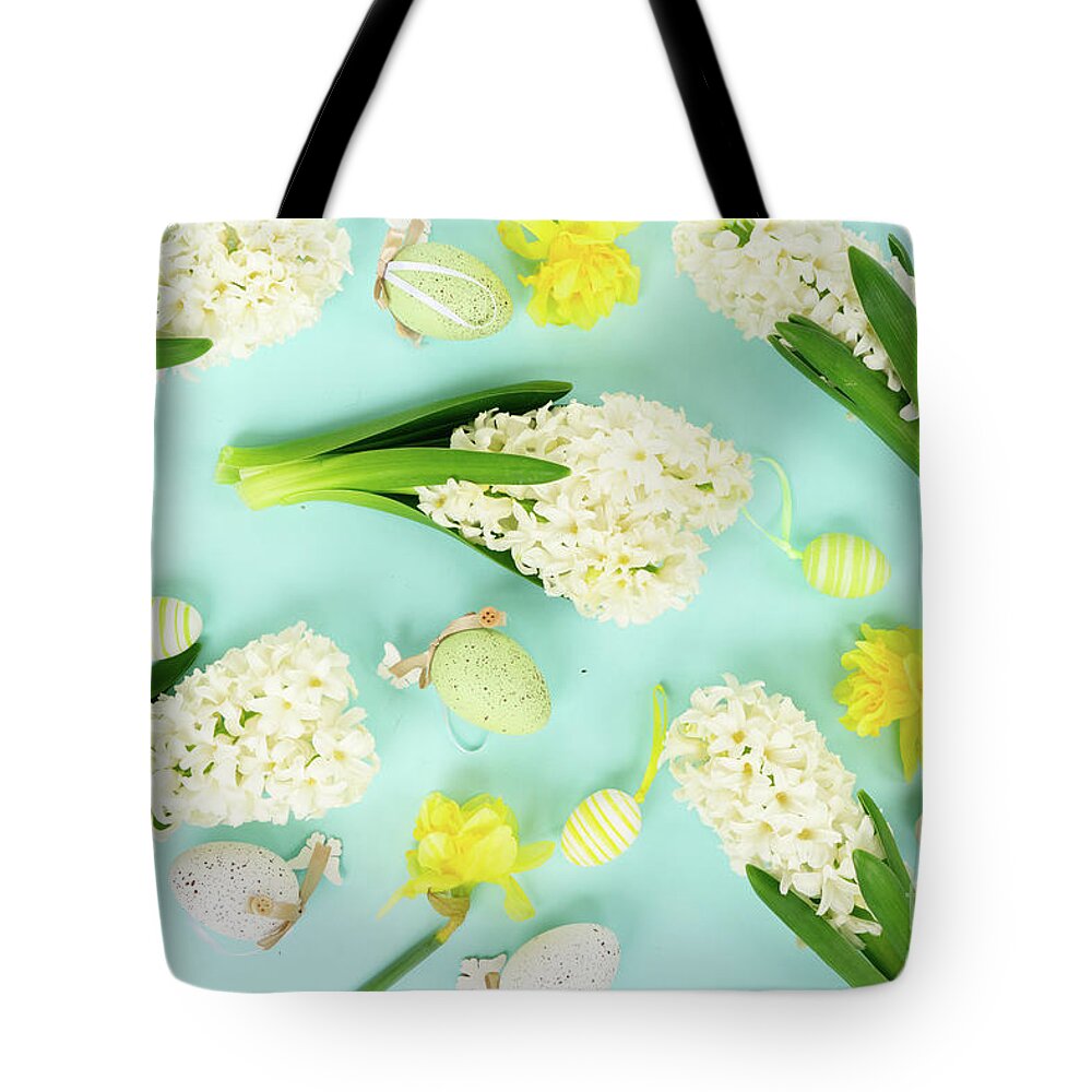 Easter Tote Bag featuring the photograph Easter on Blue by Anastasy Yarmolovich