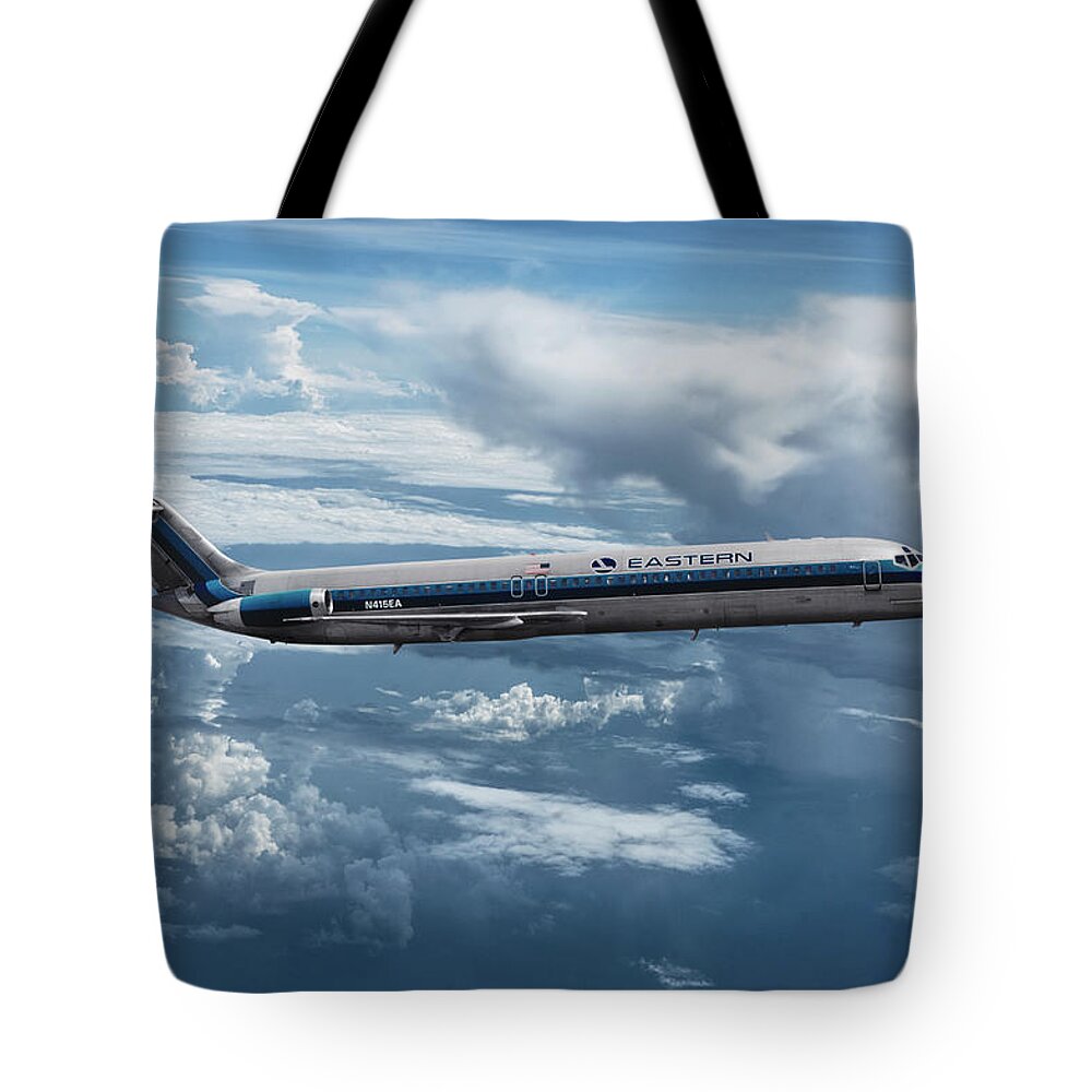 Eastern Airlines Tote Bag featuring the mixed media Eastern Airlines DC-9 Among the Clouds by Erik Simonsen