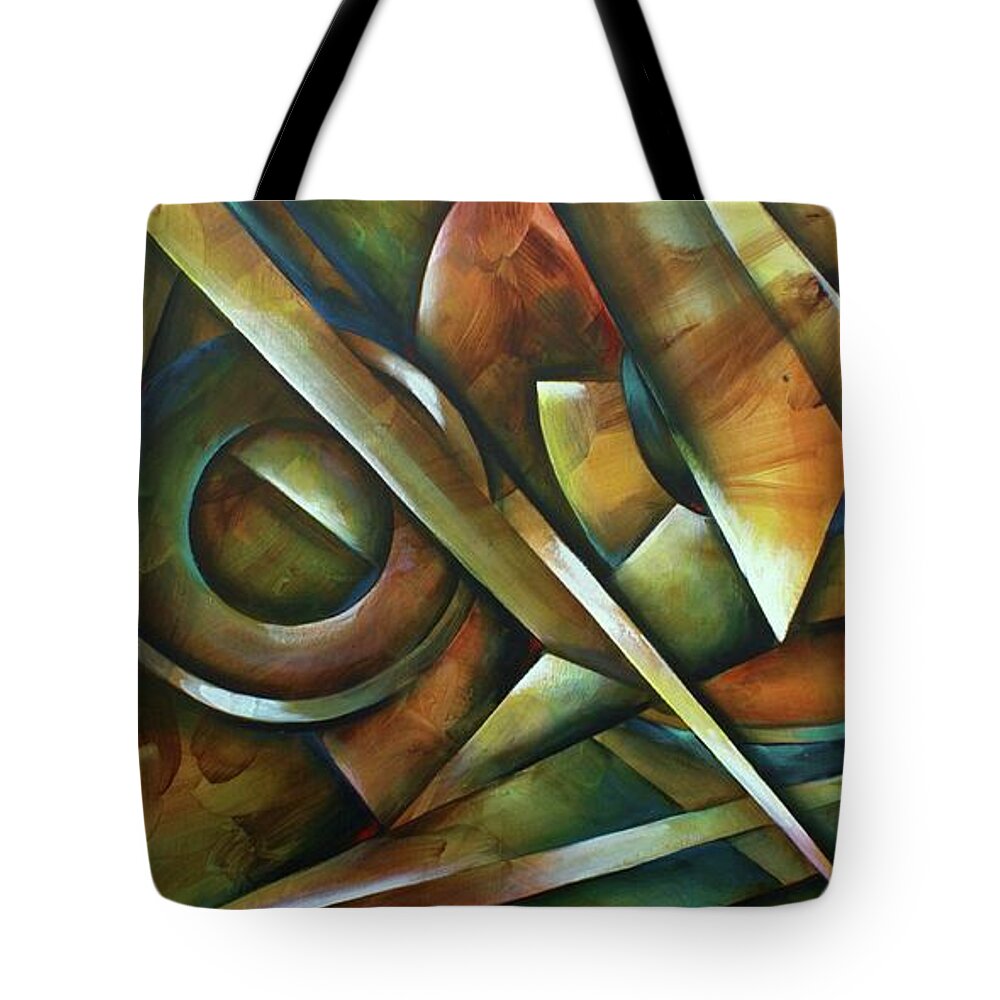 Geometric Tote Bag featuring the painting Edges by Michael Lang