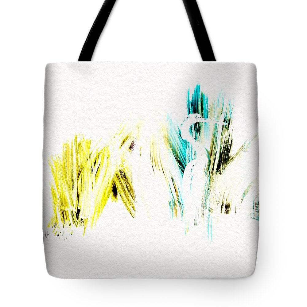 Ipad Art Tote Bag featuring the digital art Egret Sawgrass by Frank Bright