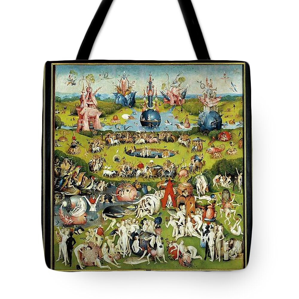 Hieronymus Bosch Tote Bag featuring the painting El Bosco / 'The Garden of Earthly Delights', 1500-1505, Flemish School, Oil on panel. EVE. Adam. by Hieronymus Bosch -c 1450-1516-