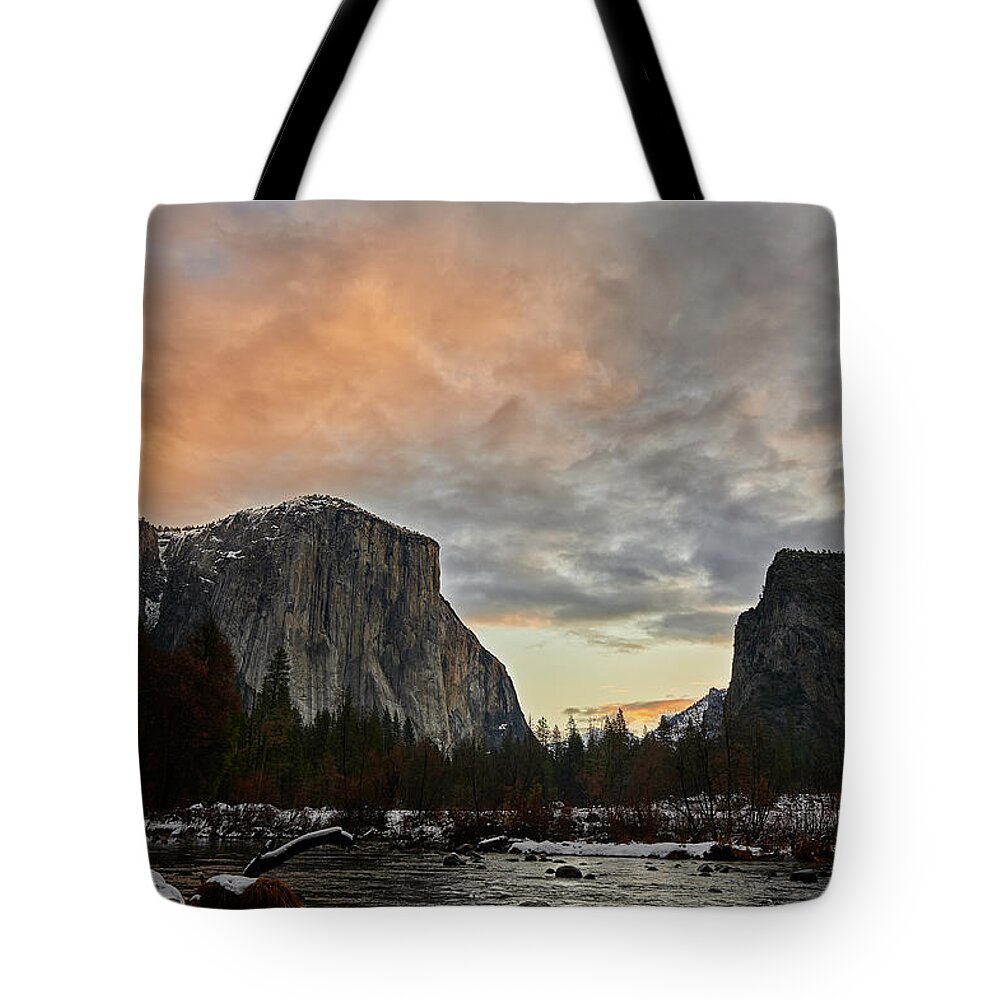 Forest Tote Bag featuring the photograph El Capitan at Sunset by Jon Glaser