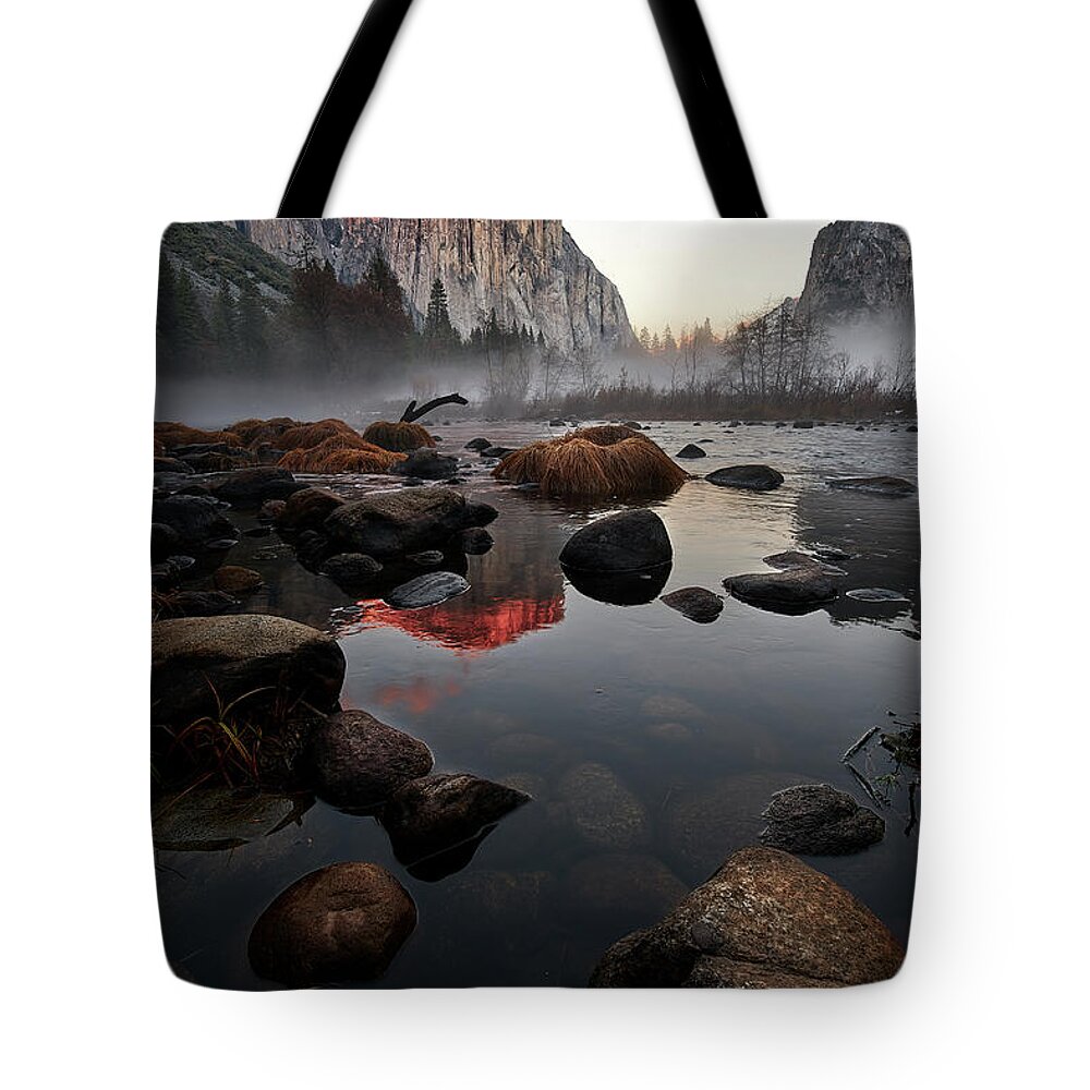 Jon Glaser Tote Bag featuring the photograph El Capitan Reflection by Jon Glaser