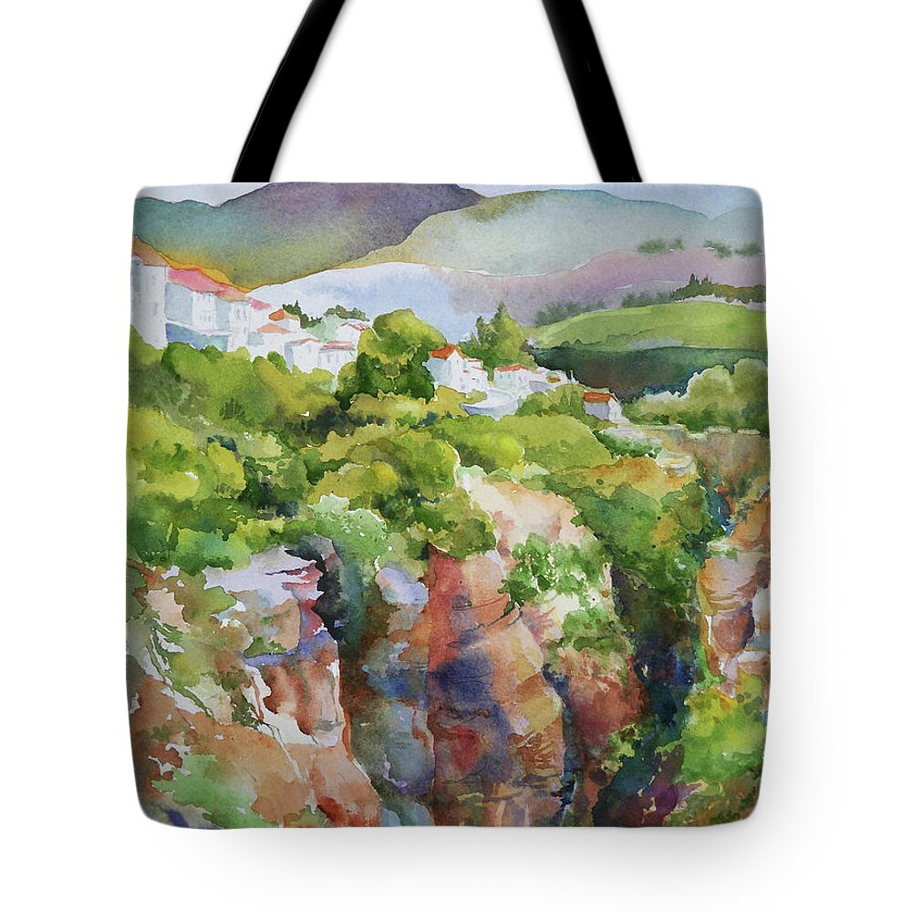 White City Tote Bag featuring the painting El Tajo Gorge by Sue Kemp