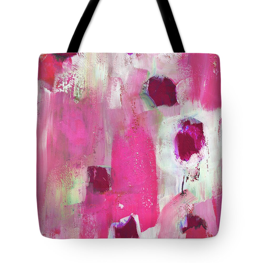 Pink Tote Bag featuring the painting Elated- Abstract Art by Linda Woods by Linda Woods