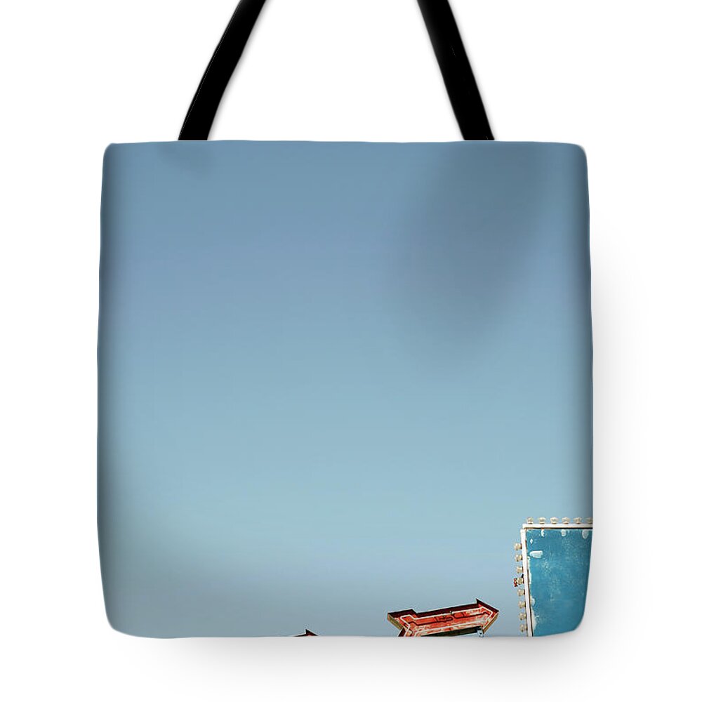 Built Structure Tote Bag featuring the photograph Electric Lights At An Amusement Park by Marc Volk