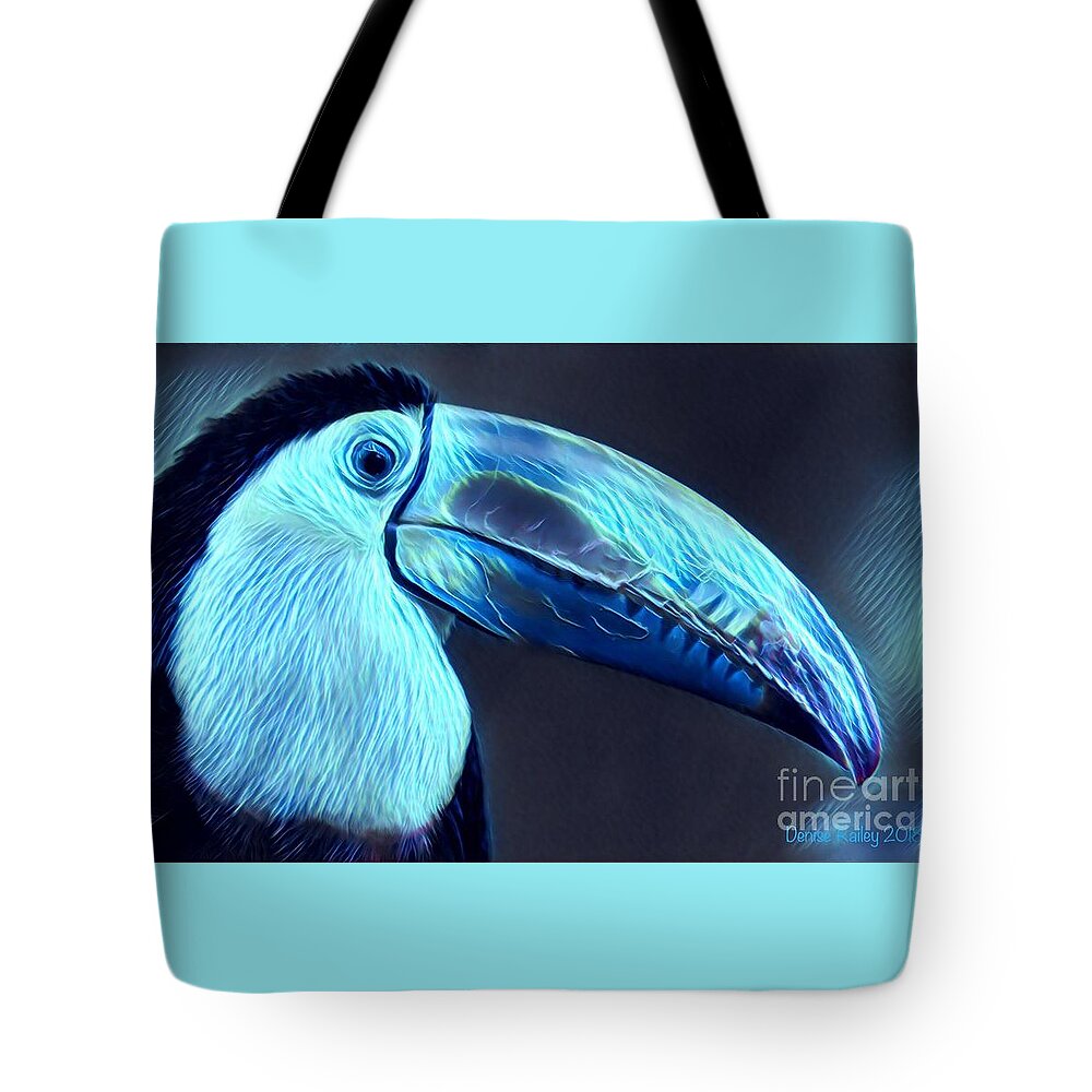 Toucan Tote Bag featuring the digital art Electric Toucan by Denise Railey