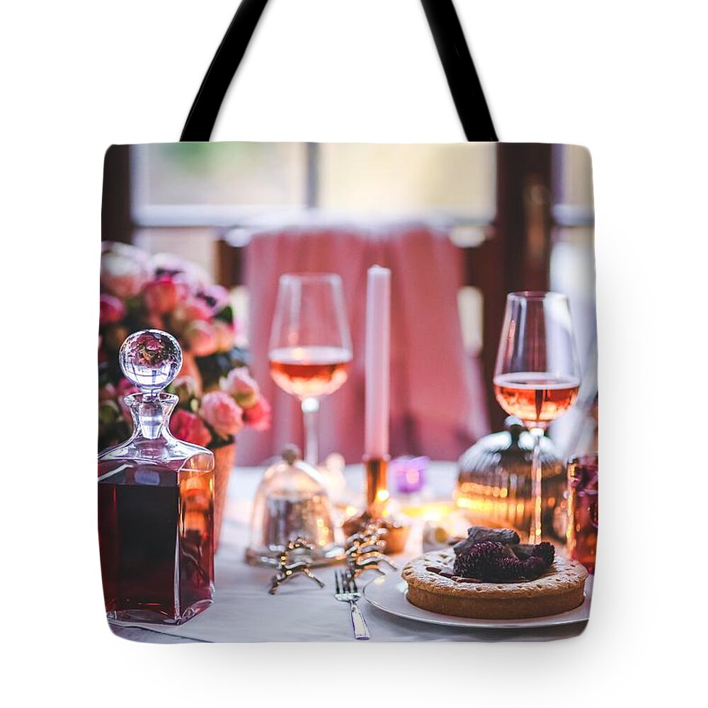 Cute Tote Bag featuring the photograph Elegant tablewear by Top Wallpapers