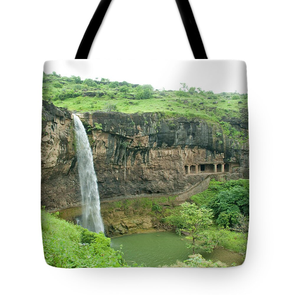 Scenics Tote Bag featuring the photograph Ellora Overview From Outside by Copyright With Sapna Kapoor