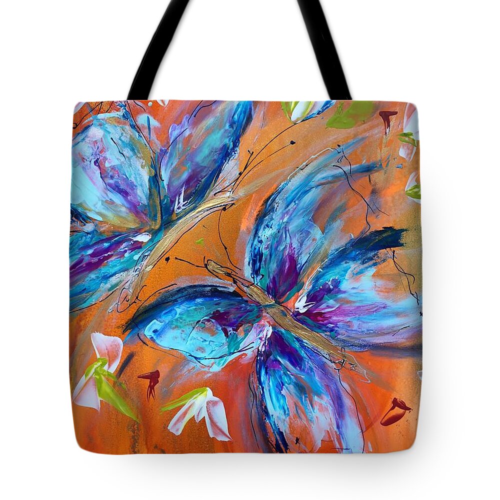 Butterflies Tote Bag featuring the painting Elusive Butterflies by Bonny Butler