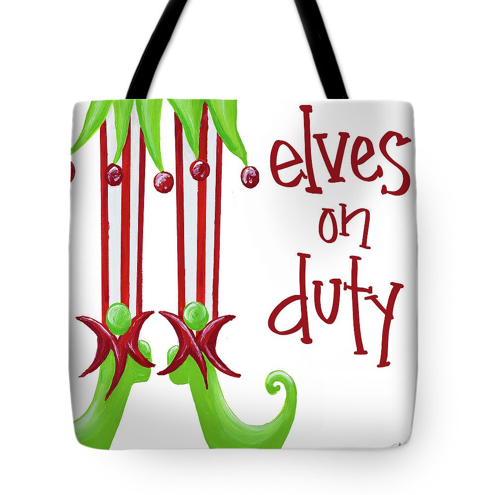 Elves Tote Bag featuring the painting Elves On Duty Square by Gina Ritter