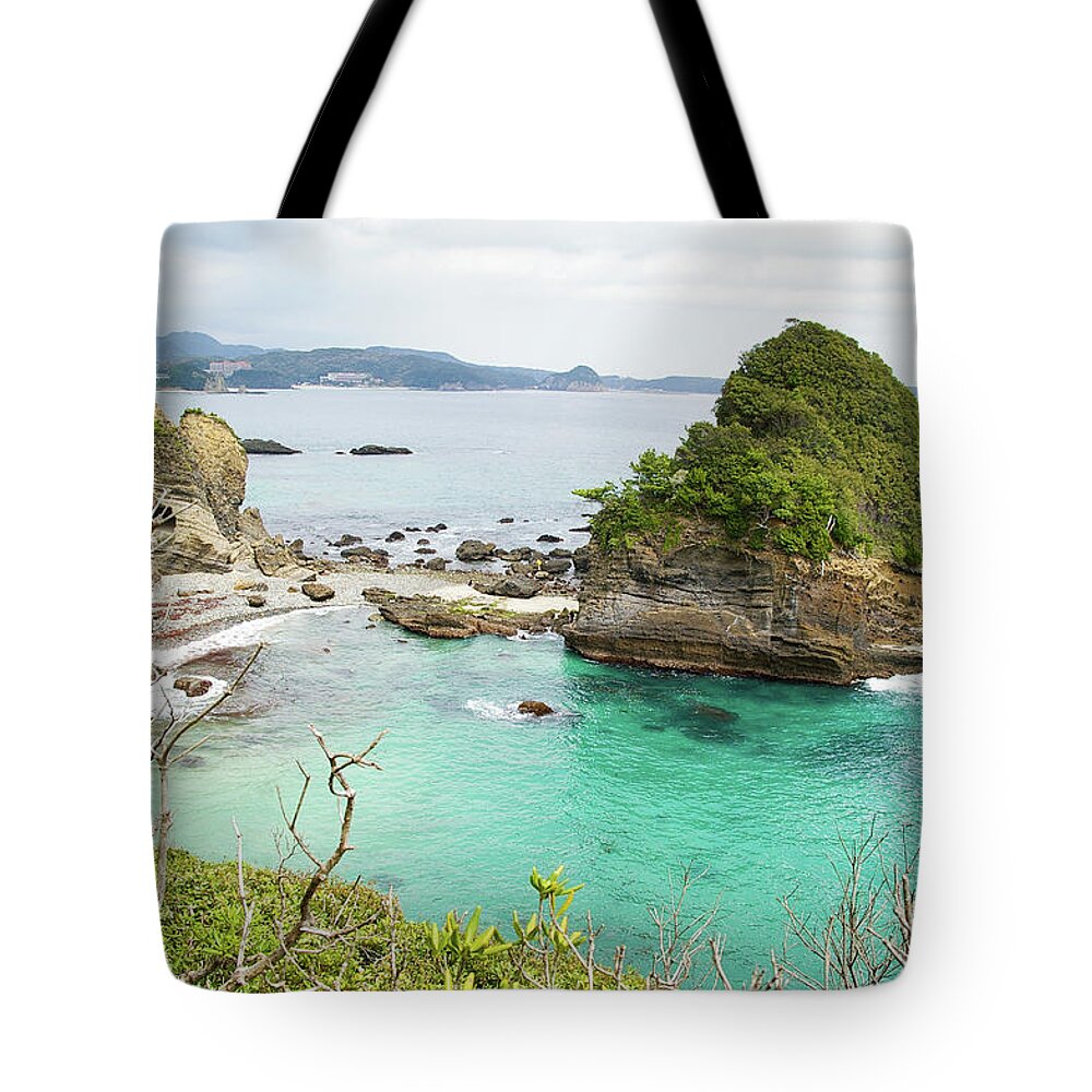 Scenics Tote Bag featuring the photograph Emerald Green Water Cove by Ippei Naoi