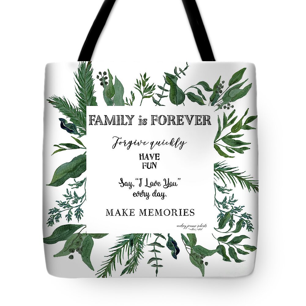 Forest Tote Bag featuring the painting Emerald Wild Forest Foliage 3 Watercolor by Audrey Jeanne Roberts