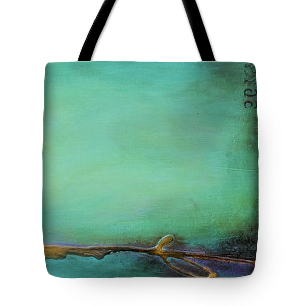 Abstract Tote Bag featuring the painting Emeralds Bay II by Erin Ashley