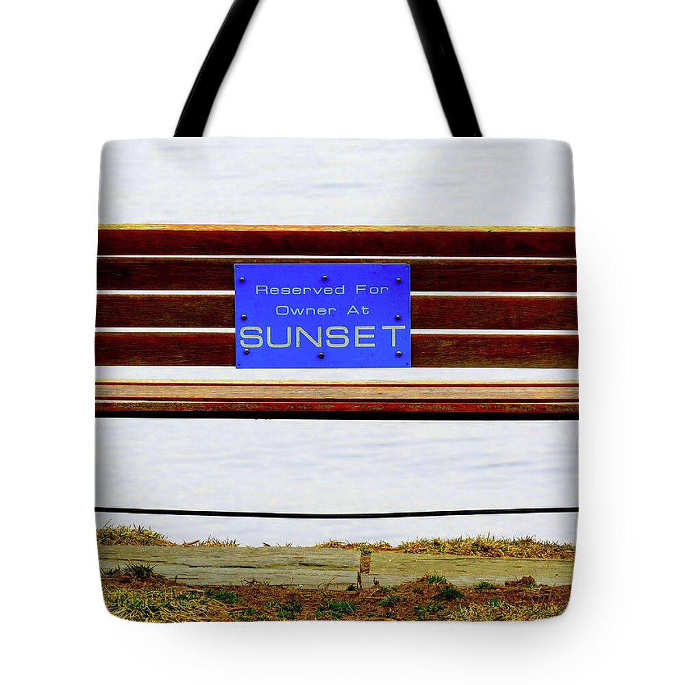 Bench Tote Bag featuring the photograph Empty Bench Waiting for Sunset by Linda Stern