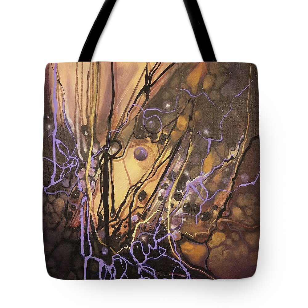 Abstract Tote Bag featuring the painting Entanglements by Tom Shropshire