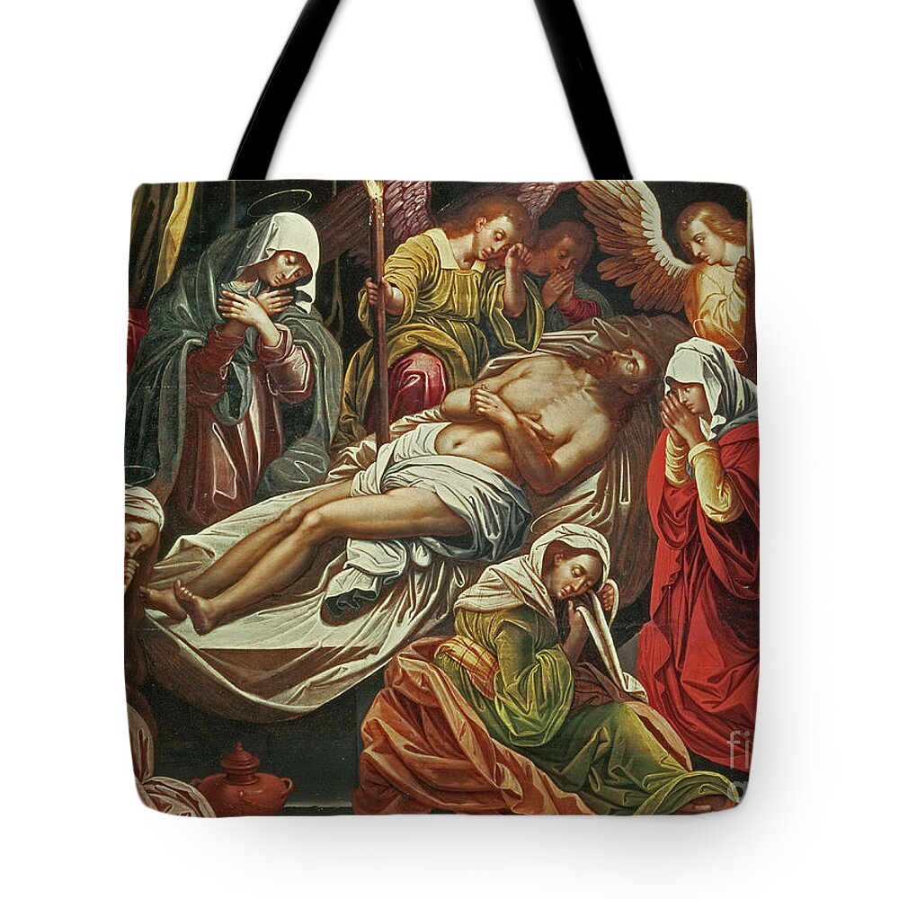 The Entombment Of Christ Tote Bag featuring the painting Entombment Of Christ, Villabranca by Flemish School