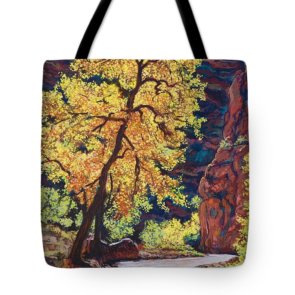 Escalante Tote Bag featuring the painting Escalante River South Utah by Tom Roderick
