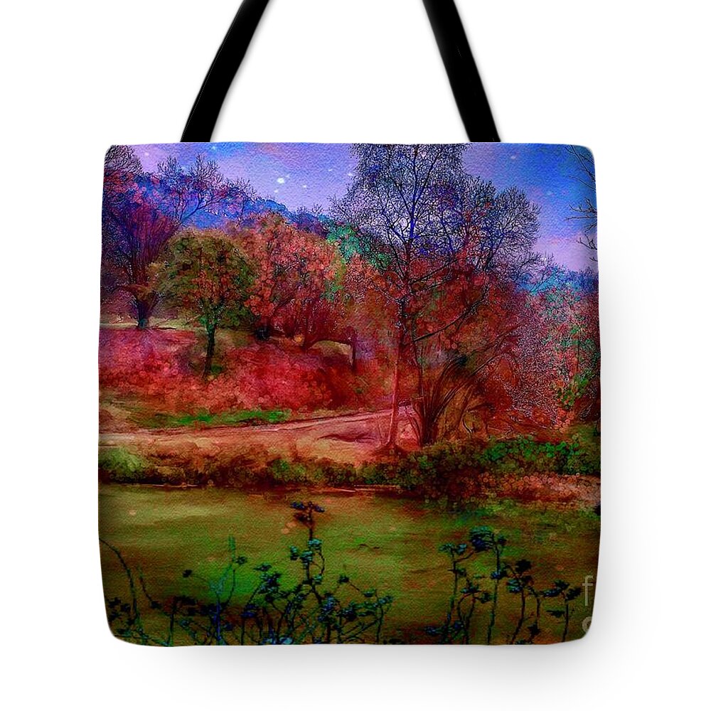 Esoteric Landscape Tote Bag featuring the mixed media Esoteric Landscape by Laurie's Intuitive