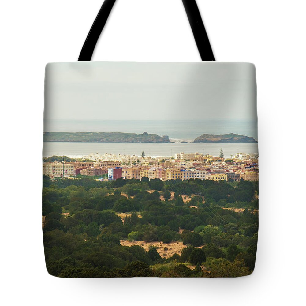 Essaouira Tote Bag featuring the photograph Essaouira From the Hills by Jessica Levant