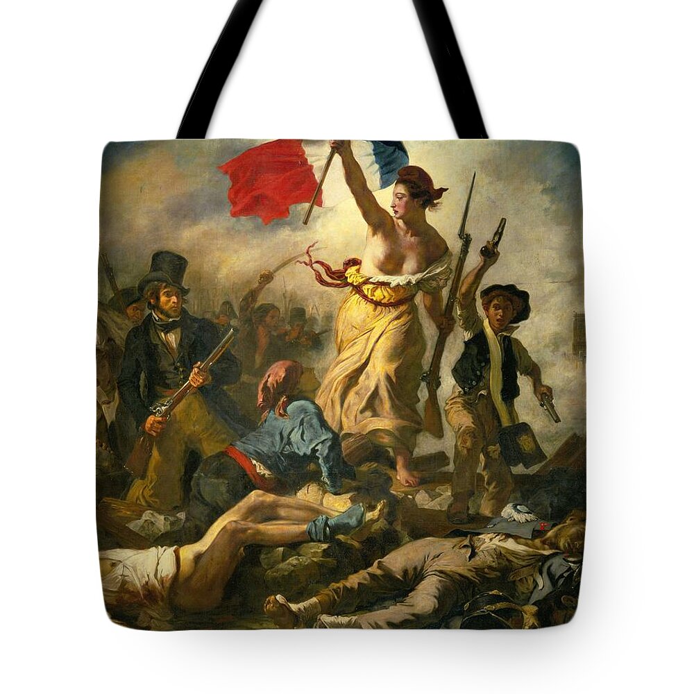 Eugene Delacroix Tote Bag featuring the painting Eugene Delacroix / 'Liberty Leading the People', 1830, Oil on canvas, 260 x 325 cm. LIBERTAD. by Eugene Delacroix -1798-1863-