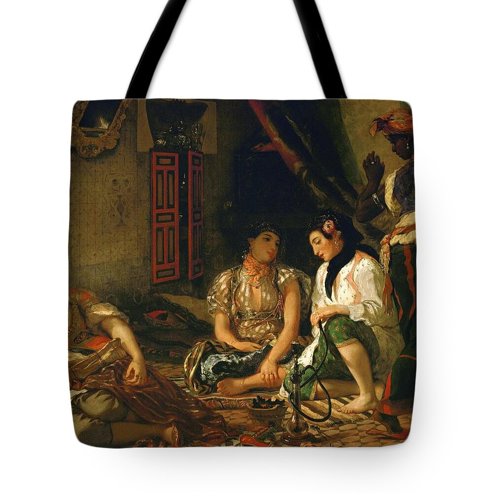 Eugene Delacroix Tote Bag featuring the painting Eugene Delacroix / 'The Women of Algiers -In Their Apartment-', 1834, Oil on canvas, 180 x 229 cm. by Eugene Delacroix -1798-1863-
