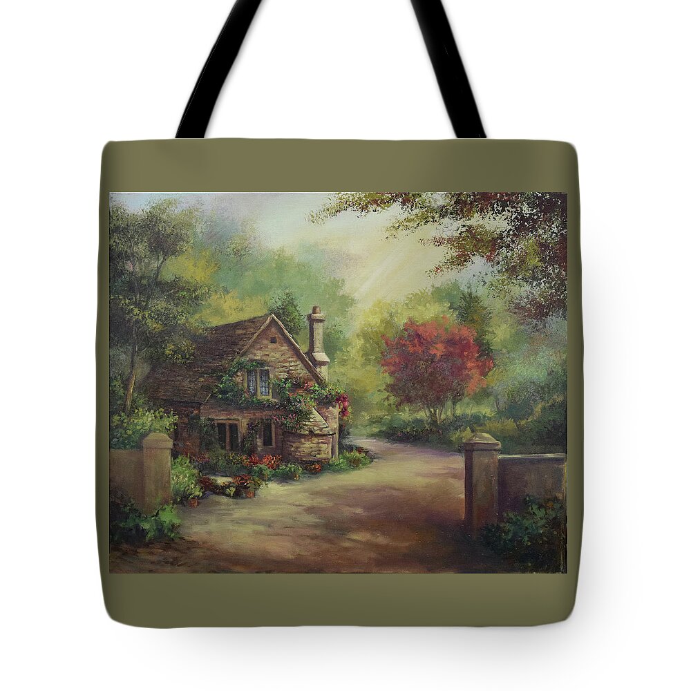 European Cottage Tote Bag featuring the painting European Cottage I by Lynne Pittard
