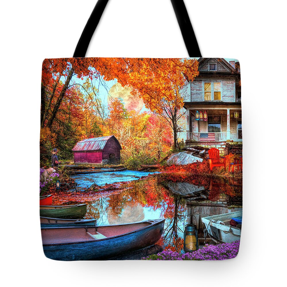 Barn Tote Bag featuring the photograph Evening Colors in the Mountains Painting by Debra and Dave Vanderlaan