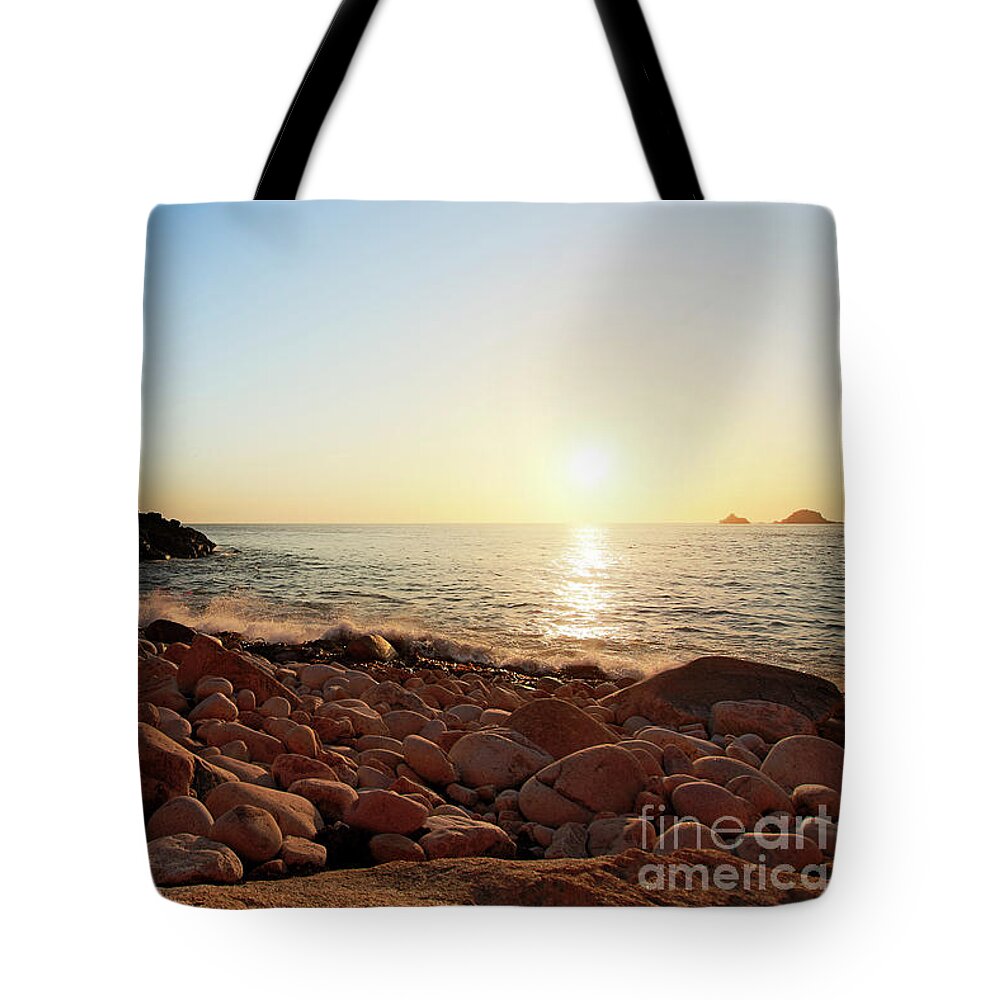 Porth Nanven Tote Bag featuring the photograph Evening Glow at Porth Nanven by Terri Waters