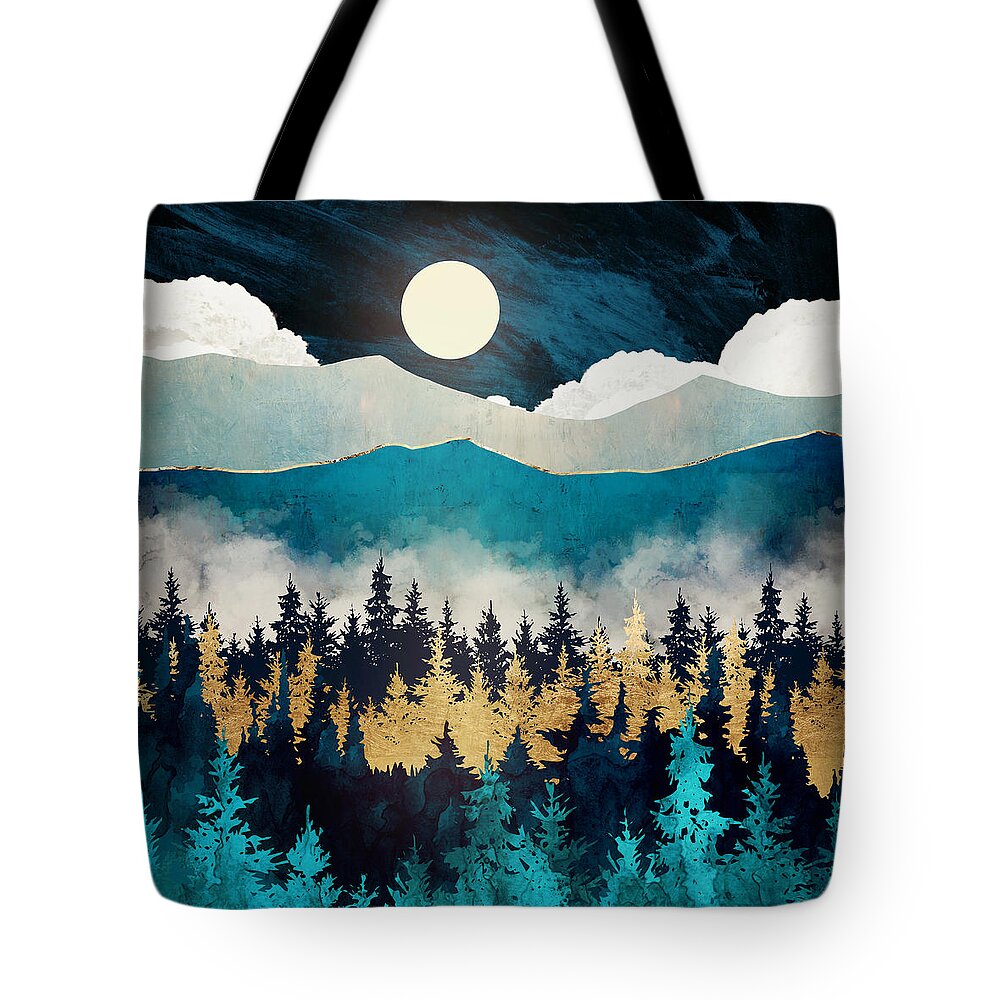 Mist Tote Bag featuring the digital art Evening Mist by Spacefrog Designs