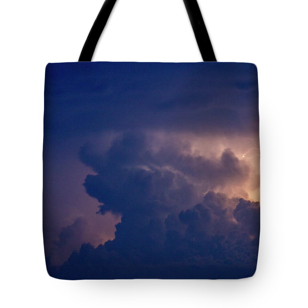 Nebraskasc Tote Bag featuring the photograph Evening Supercell and Lightning 055 by Dale Kaminski