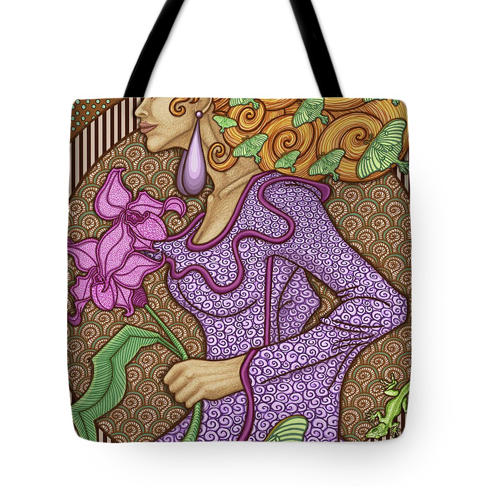 Luna Moth Tote Bag featuring the mixed media Exalted Beauty Madeleine 2019 by Amy E Fraser
